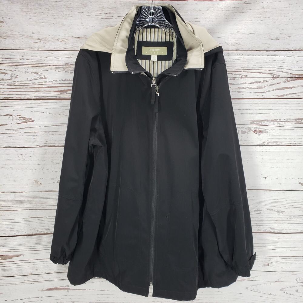Liz Claiborne Lizwear Women's Black Beige Double Zip Jacket Size XXL